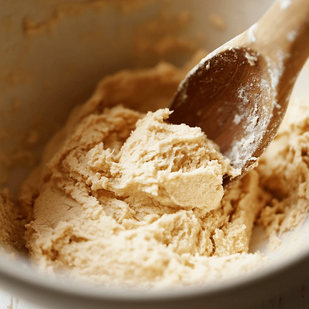 Mixing cookie dough in a large bowl with creamed butter, sugars, eggs, and dry ingredients for a smooth and fluffy texture