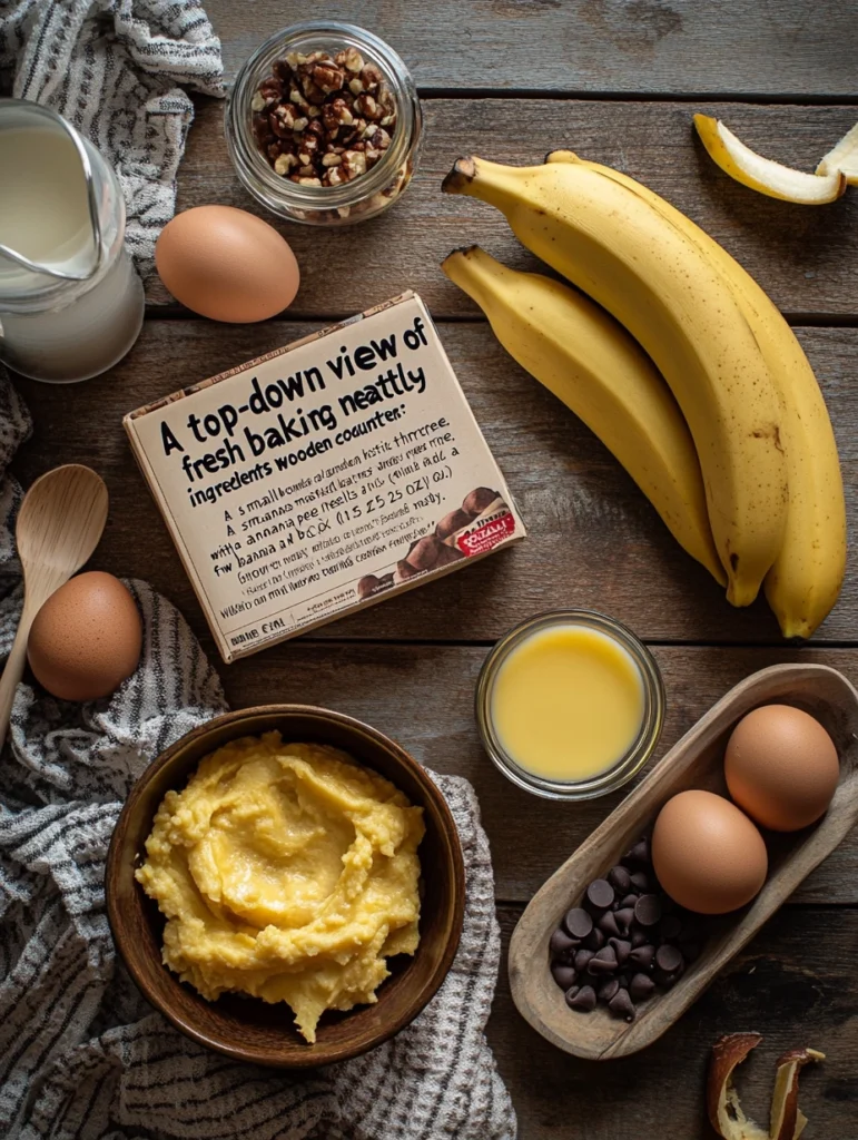 ingredients for banana bread made with cake mix